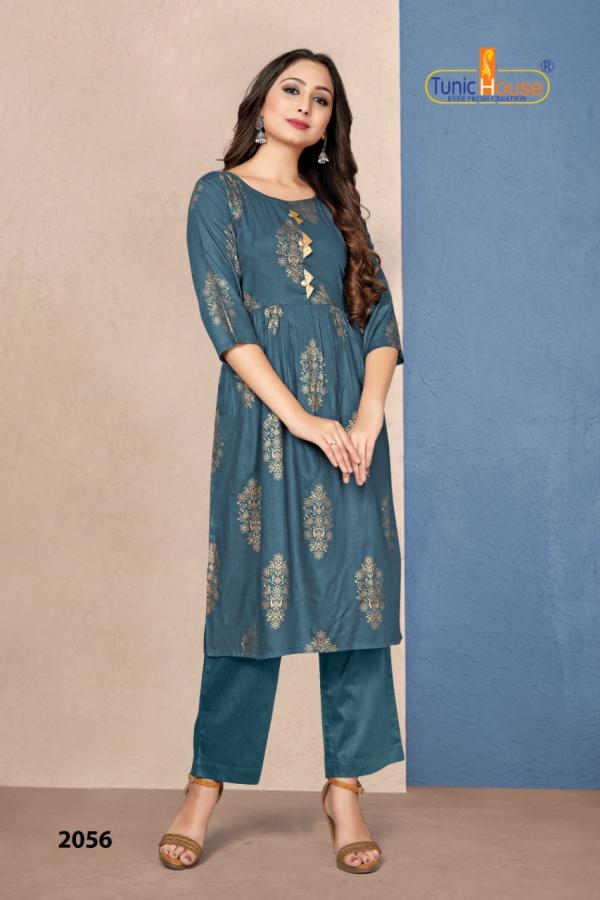 Tunic House Pinch Designer Foil Print Kurti 